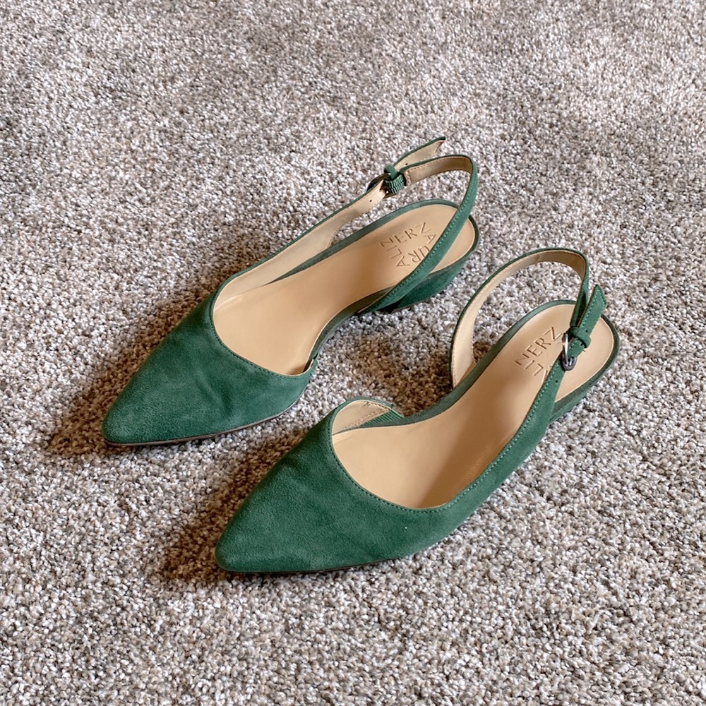 Emerald Green Block Heel Sling Black Naturalizer Sz. 6 EUC